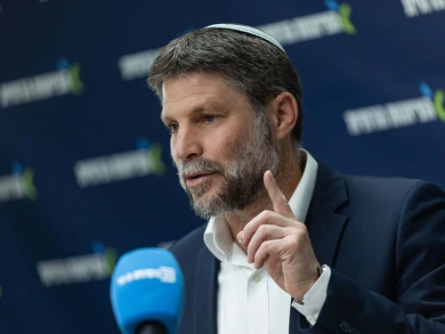 Israeli Finance Minister Bezalel Smotrich leads the Religious Zionism Party's faction meeting at the Knesset, the Israeli parliament in Jerusalem, Jan. 5, 2026. Photo by Yonatan Sindel/Flash90.