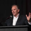 Republican U.S. Senate candidate Mike Rogers speaks at his election watch party on November 5, 2024 in Novi, Michigan. Photo by Sarah Rice/Getty Images.