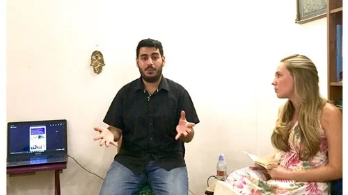 Jonathan Elkoury speaks about his life as an Israeli Christian after fleeing Lebanon. Credit: Eliana Rudee.