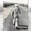 Israel's first prime minister, David Ben-Gurion, walks between his cabin at Kibbutz Sde Boker and the Midreshet Ben-Gurion school. Credit: Micha Baram/Archive.