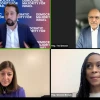 Reps. Ted Deutch (D-Fla.), Elaine Luria (D-Va.) and Shontel Brown (D-Ohio) speak at a webinar hosted by the Democratic Majority for Israel, Jan. 2, 2022. Source: Screenshot.
