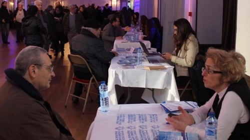 An aliyah information fair hosted by The Jewish Agency for Israel on Jan. 11 in Paris, days after a series of terror attacks in that city. The fair was planned before the attacks took place. Credit: Eliaou Zenou for The Jewish Agency for Israel.