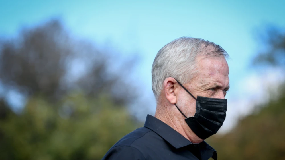 Israeli Defense Minister Benny Gantz visits the Israel-Lebanon border, Nov. 17, 2020. Photo by David Cohen/Flash90.