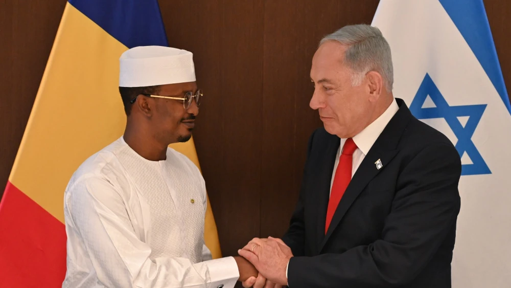 Israeli Prime Minister Benjamin Netanyahu meets with Chadian President Mahamat Idriss Déby Itno in Jerusalem on Feb. 1, 2023. Credit: Kobi Gideon/GPO.