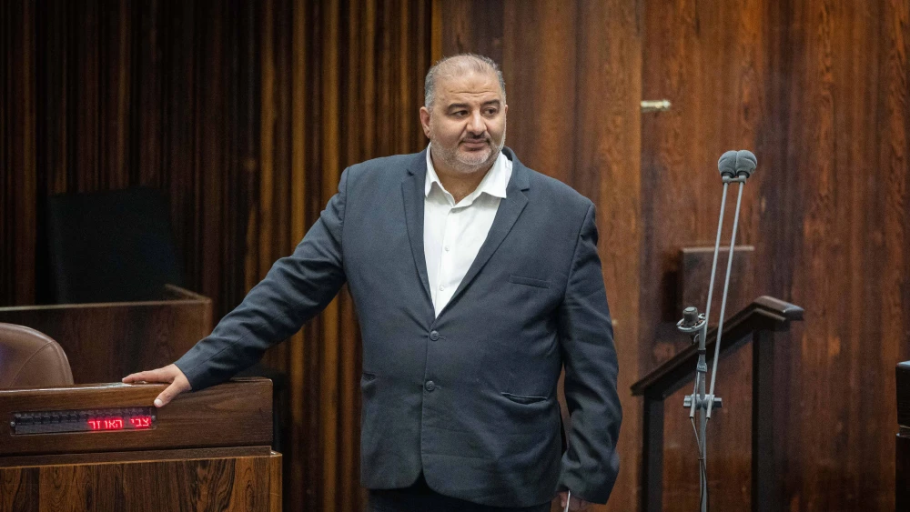 Ra'am Party Chairman Mansour Abbas in the plenary hall of the Knesset in Jerusalem, June 13, 2022. Photo by Yonatan Sindel/Flash90.