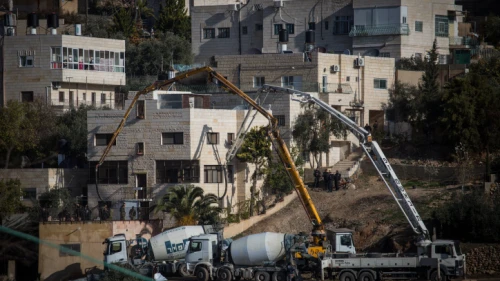 Israeli security forces have wrecked or sealed with cement homes of known terrorists, such as the house of Ala Abu Jamal in the eastern Jerusalem neighborhood of Jabel Mukabar on Jan. 4, 2015, as part of retribution for terror attacks. Photo by Hadas Parush/Flash90.