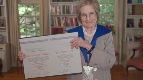 Hebrew University Confers Honorary Doctorate Degree on Prof. Lotte Bailyn.
