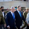 IDF Chief of Staff Eyal Zamir (left) with Prime Minister Benjamin Netanyahu and Defense Minister Israel Katz at the graduation of an IDF officers' course, October 30, 2025. Photo by Noam Revkin Fenton/Flash90.
