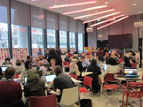 Journalists working at BBC headquarters in London. Photo by Andrew Davidson via Wikimedia Commons.