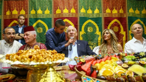 Israeli President Reuven Rivlin attends the Jewish Moroccan celebration of Mimouna in the southern city of Ashkelon on April 7, 2018. Photo by Flash90.