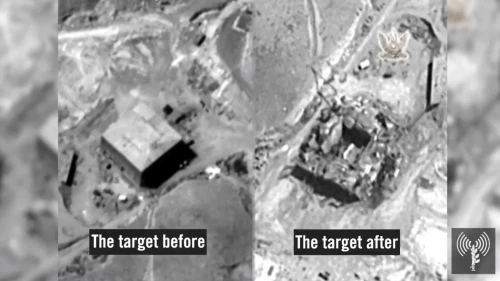 A view of the of the Syrian nuclear reactor in Deir el-Zour province before and after it was hit by the Israeli Air Force on Sept. 7, 2007. Credit: IDF Spokesman Unit screenshot.
