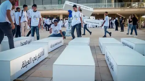 Members of Israel's Arab community protest against the violence in their community, at Habima Square in Tel Aviv on Aug. 6, 2023. Photo by Avshalom Sassoni/Flash90.