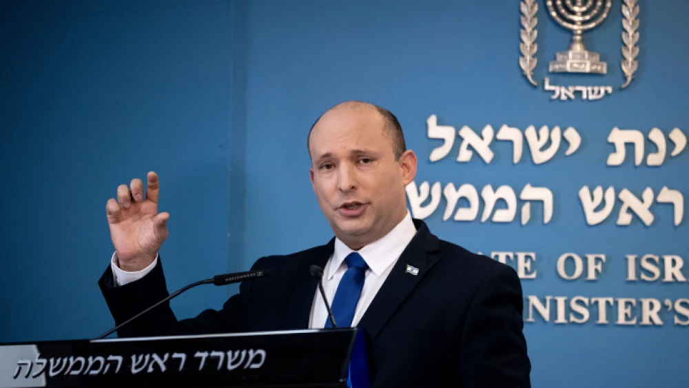 Israeli Prime Minister Naftali Bennett holds a presss conference in Jerusalem on Aug. 18, 2021. Photo by Yonatan Sindel/Flash90.