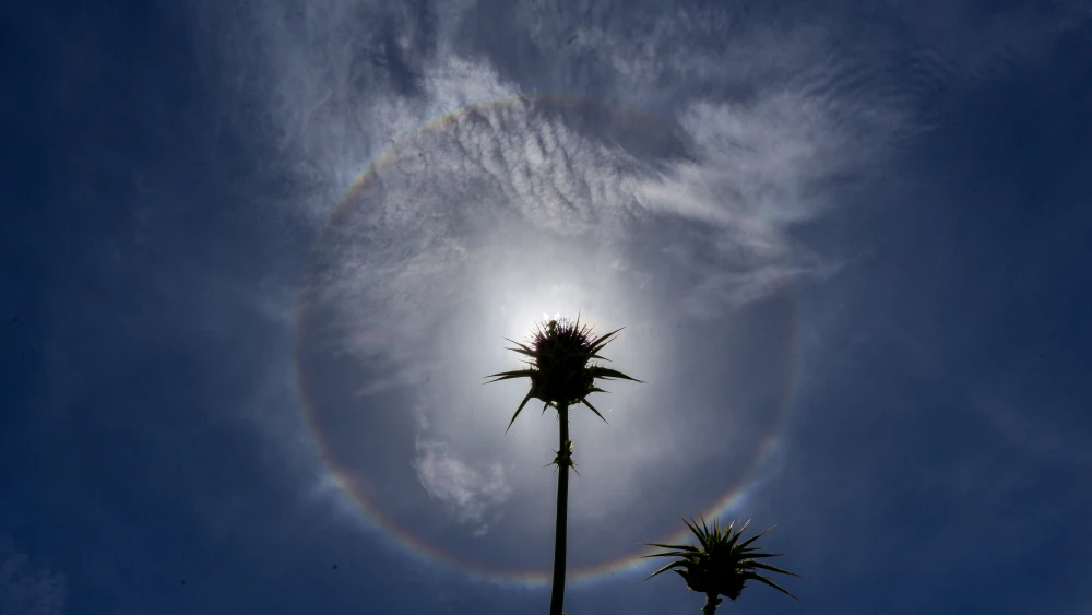 A sun halo appears in the sky over northern Israel
