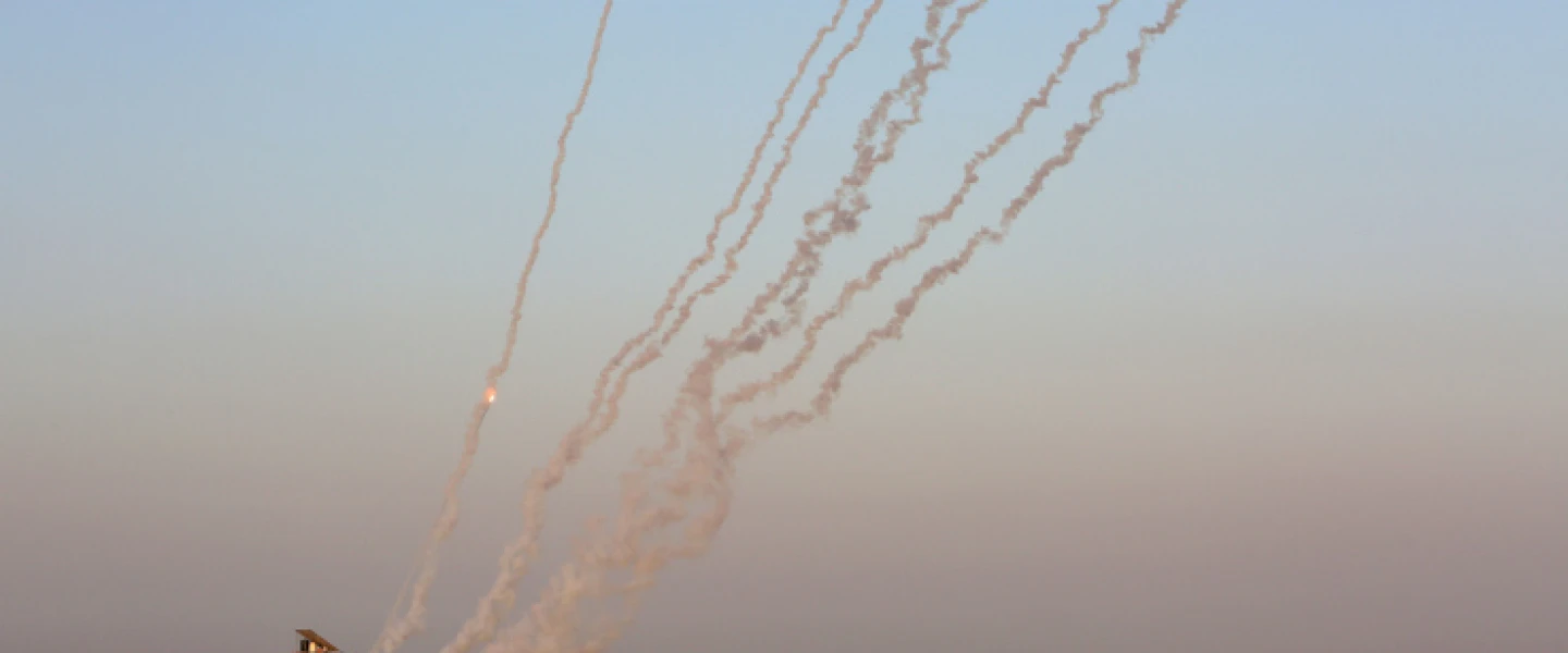 Terrorists in Rafah, the southern Gaza Strip, fire rockets towards Israel, Aug 7, 2022. Photo by Abed Rahim Khatib/Flash90.