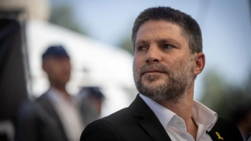 Israeli Finance Minister Bezalel Smotrich visits the protest tent outside the Supreme Court in Jerusalem of families of soldiers killed during the Swords of Iron war, June 3, 2024. Photo by Chaim Goldberg/Flash90.