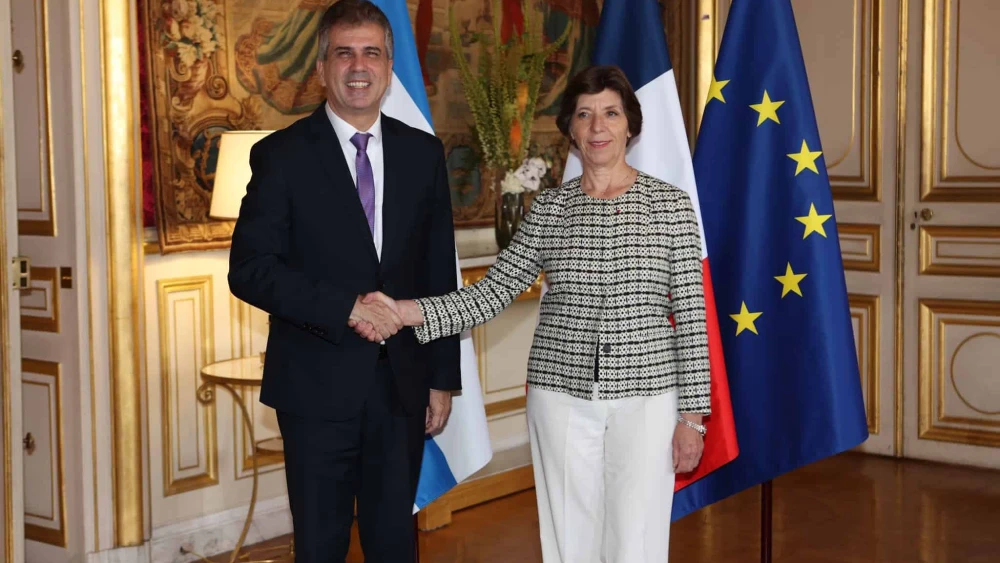 Israeli Foreign Minister Eli Cohen with French Foreign Minister Catherine Colonna in Paris, July 19, 2023. Source: Twitter.