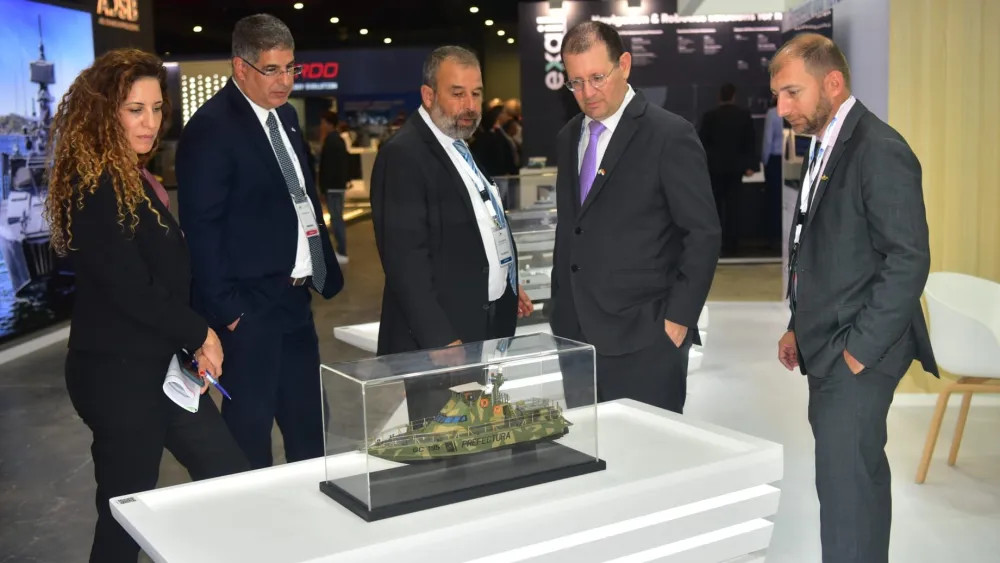 The Israeli delegation at the IMDEX Asia Naval and Maritime Defense Exhibition in Singapore, May 3, 2023. Credit: Israel Ministry of Defense Spokesperson’s Office.