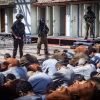 Israel Prison Service personnel guard terrorists caught during the Oct. 7 massacre and IDF operations in the Gaza Strip, at a prison in southern Israel, Feb. 14, 2024. Photo by Chaim Goldberg/Flash90.