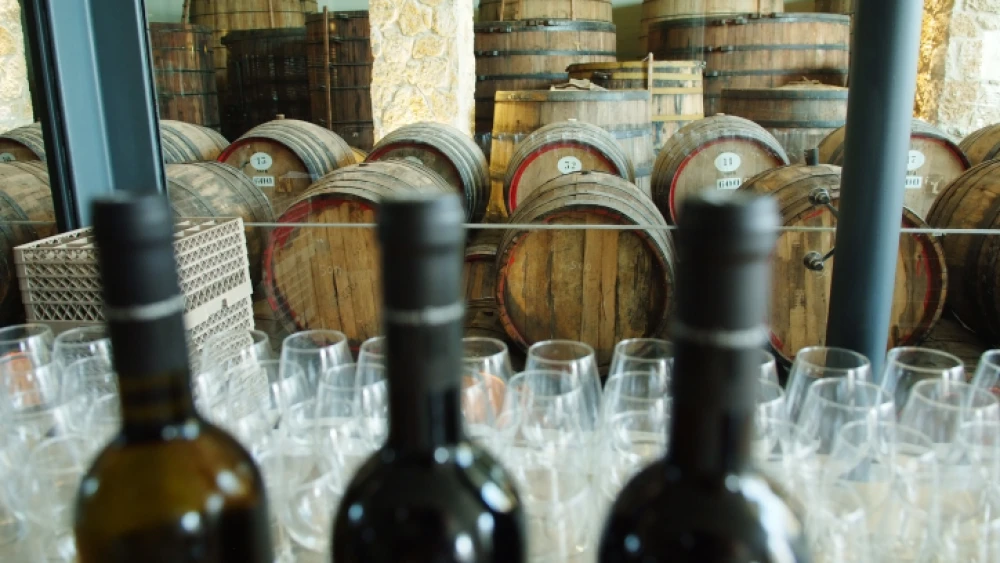 Wine barrels piled up at the Barkan winery. Aug. 2, 2012. Photo by Mendy Hechtman/Flash90.