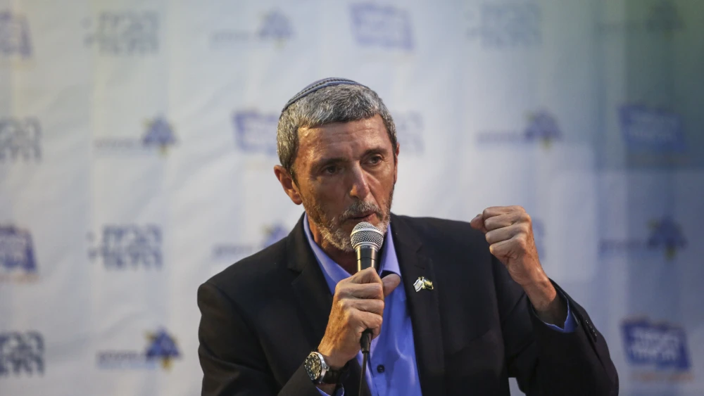 Rabbi Rafi Peretz, chairman of the Right Wing Union, speaks during the party's conference in Lod on July 22, 2019. Photo by Flash90.