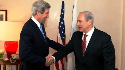U.S. Secretary of State John Kerry meets with Israeli Prime Minister Benjamin Netanyahu in Jerusalem on April 9, 2013. Kerry has made seven trips to the Middle East this year to push U.S.-brokered Israeli-Palestinian conflict negotiations. Credit: U.S. State Department.
