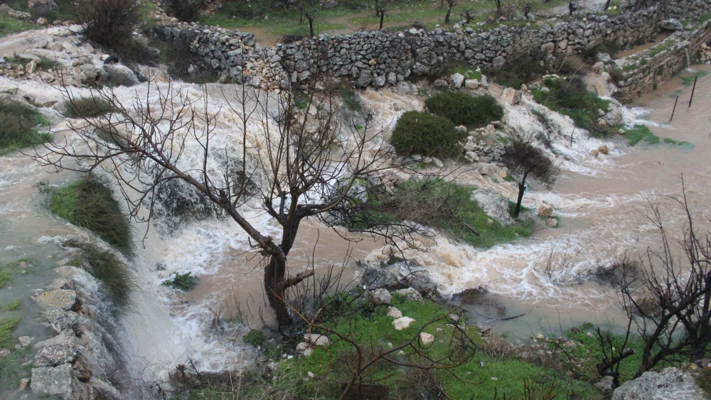 View of the flooded Solomon's Pools, southwest of Bethlehem in Judea, due to heavy rain, March 1, 2012. Photo by Gershon Elinson/Flash90.