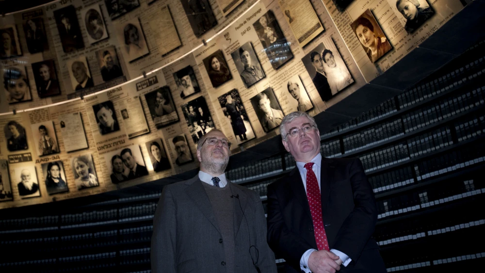 Irish Foreign Minister Eamon Gilmore visits the Yad Vashem Holocaust Memorial Museum in Jerusalem, during an official visit in Israel, Jan. 29, 2012. Photo by Yonatan Sindel/Flash90.