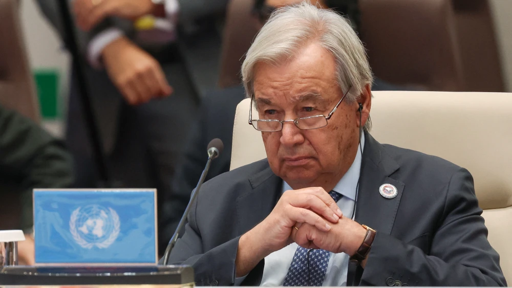 U.N. Secretary-General António Guterres attends an SCO+ meeting during the Shanghai Cooperation Organization summit in Bishkek, Kyrgyzstan, Sept. 1, 2026. Photo by Vyacheslav Prokofyev/Sputnik/Pool via AFP via Getty Images.