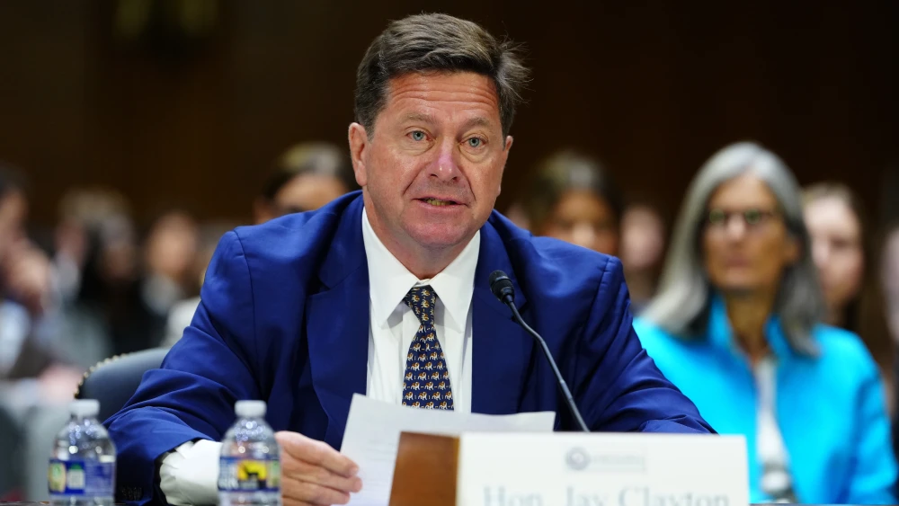 Jay Clayton appears before the Senate Intelligence Committee during his nomination hearing on Capitol Hill in Washington, D.C., on July 15, 2026. Credit: Aaron Schwartz/Getty Images.