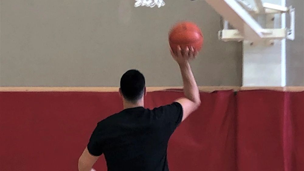 Enes Kanter Freedom at a youth basketball camp in Israel, August 2022. Photo by Josh Hasten.