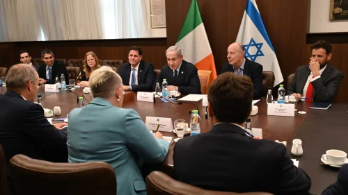 Israeli Prime Minister Benjamin Netanyahu hosts in Jerusalem Irish Tanaiste and Foreign and Defense Minister Micheál Martin, Sept. 5, 2023. Photo by Haim Zach/GPO.