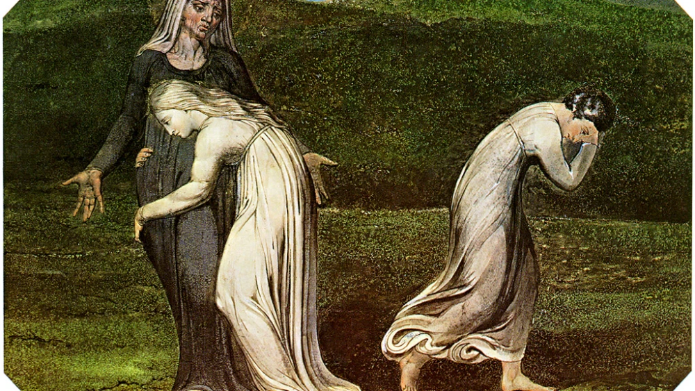 Naomi entreating Ruth and Orpah to return to the land of Moab, 1795. Credit: Drawing/painting by William Blake. United Kingdom, via Wikimedia Commons (scanned by H. Churchyard).