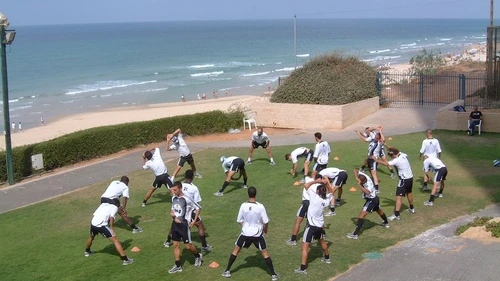 Israel's Beitar Jerusalem soccer team in a practice. Credit: Jonathan Peters.