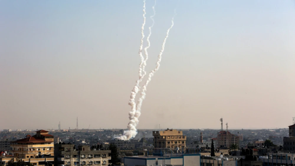 Rockets being fired from Gaza towards Israel on Nov. 12, 2019. Photo by Abed Rahim Khatib/Flash90.
