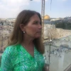 Former US Rep. Michele Bachmann on a rooftop overlooking the Western Wall and Temple Mount in Jerusalem. Credit: Alex Traiman.