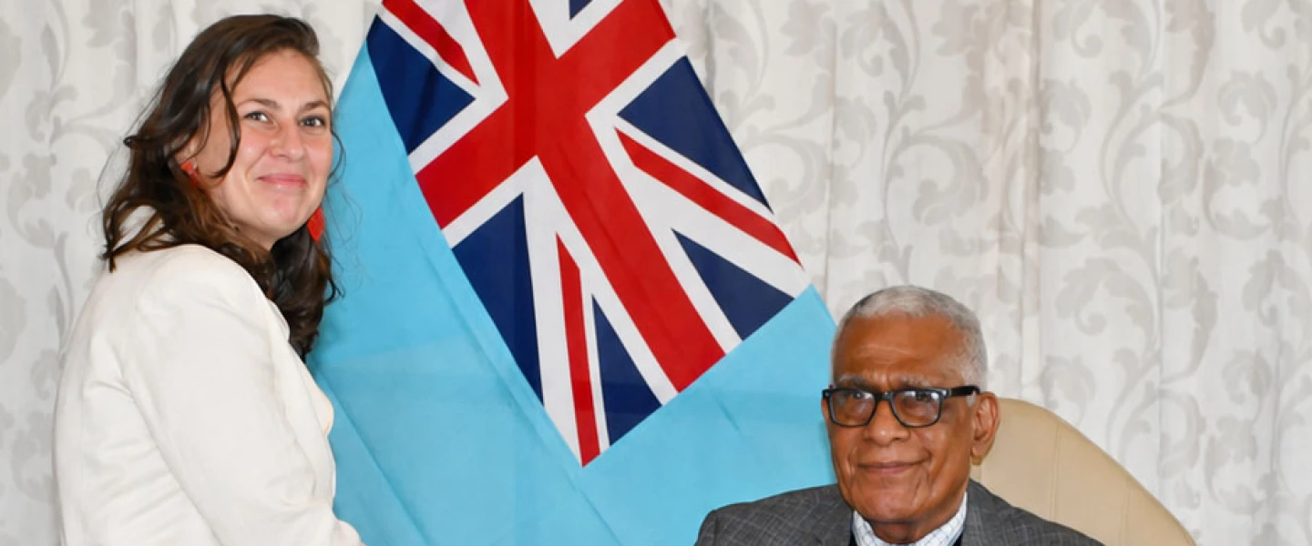 Maya Y. Yaron, Israel’s ambassador to Fiji, presents her credentials to Fijian President Ratu Naiqama Lalabalavu in Suva, Fiji, on May 19, 2026. Source: @IsraelMFA/X.