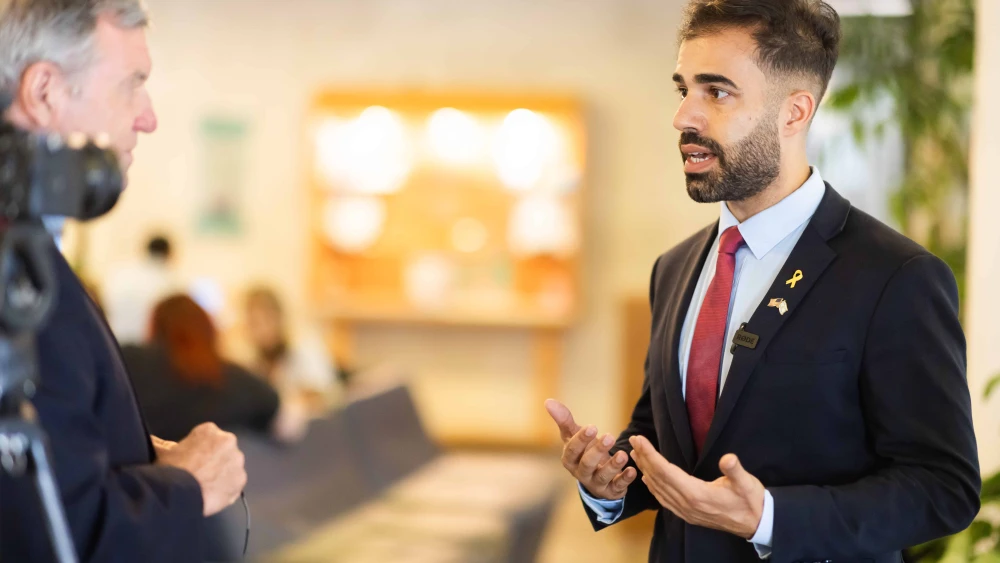 National security researcher Or Yissachar gives an interview in Jerusalem on Sept. 9, 2024. Courtesy of IDSF.