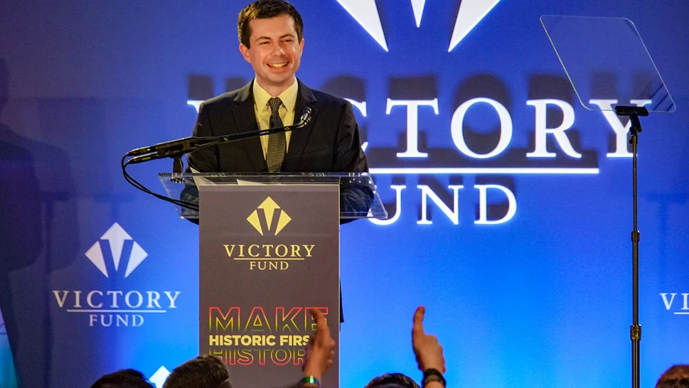 Mayor Pete Buttigieg addresses a Victory Fund National Champagne Brunch, Washington, DC, on April 7, 2019. Photo by Ted Eytan/Wikimedia Commons. Creative Commons License.