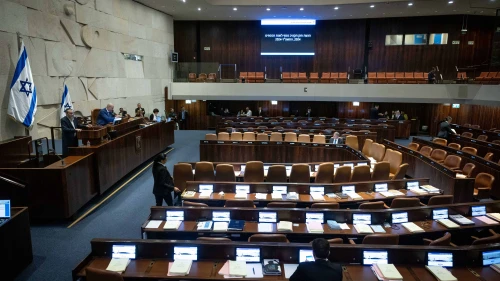 A discussion on the state budget at the Knesset assembly hall in Jerusalem, March 12, 2024. Photo by Yonatan Sindel/Flash90.