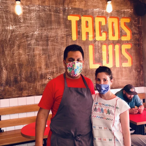 Jerusalem restaurant owner Luis Cruz and his wife, Leah, at Taco Luis. After being open for just two years, Cruz said the business was “amazing and profitable.” Now, he reported, “we feel like we need to start over again.” Photo by Eliana Rudee.