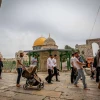 Israeli security personnel stand guard while Jews visit the Temple Mount in Jerusalem, June 8, 2023. Photo by Jamal Awad/Flash90.