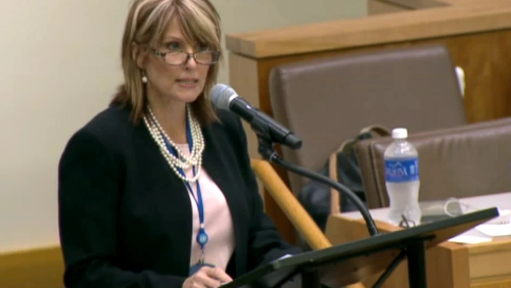 Laurie Cardoza-Moore, president of the Christian Zionist organization Proclaiming Justice to the Nations (PJTN), addresses the PJTN-organized session about anti-Semitism at the United Nations on Aug. 11. Credit: Courtesy of PJTN.