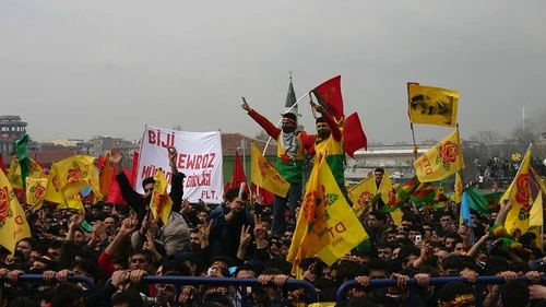 Kurds celebrate Newroz, Kurdish society's traditional Persian new year holiday, in Istanbul in 2006. Credit: Wikimedia Commons.