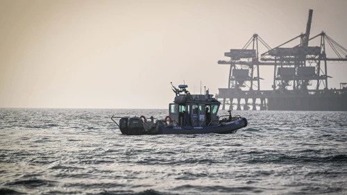 Police and rescue teams search for a diver who went missing after being attacked by sharks, of the coast of Hadera, April 22, 2025. Photo by Arie Leib Abrams/Flash90.