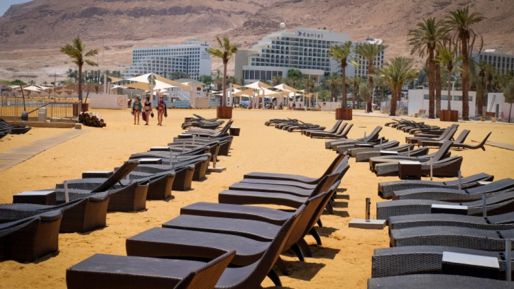 Hotels by the Dead Sea in southern Israel on July 10, 2019. Photo by Gershon Elinson/Flash90.