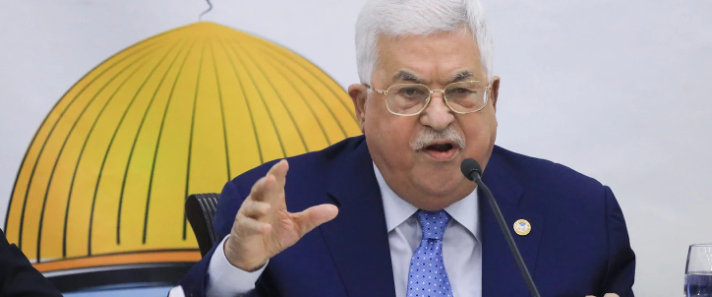 P.A. leader Mahmoud Abbas speaks at a Fatah meeting at the Palestinian Presidential Office in Ramallah, Dec. 18, 2019. Credit: Flash90.