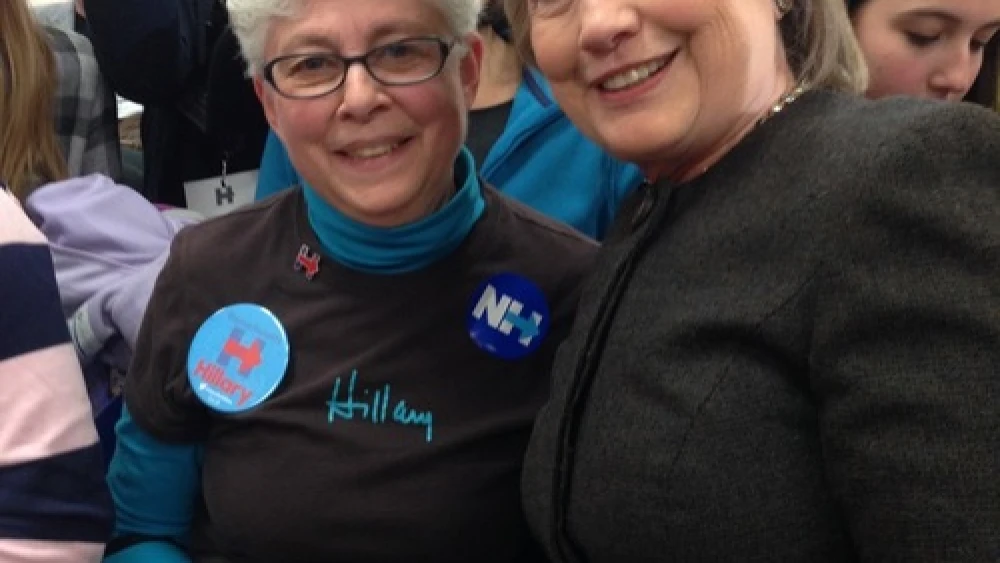 Norma Shulman, 70, (left) in New Hampshire with her presidential candidate of choice, Hillary Clinton. Credit: Courtesy.