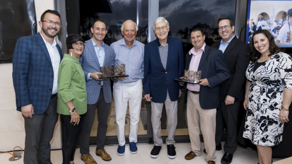 From Left: Solly Hess. – Chief Development Officer of Southern NCSY, Andrea Leven, Todd Cohn – Executive Director of Southern NCSY, Mike Leven, Bernie Marcus, Evan Levitt – VP of Special Projects & Planned Giving of Southern NCSY, Rabbi Michael Greenland – International Director of NCSY
