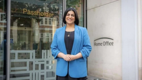 Shabana Mahmood stands outside her office in London in 2024. Courtesy of Mahmood.